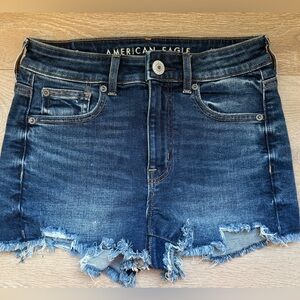 American Eagle Outfitters Distressed Dark Blue Denim Cutoff Shorts